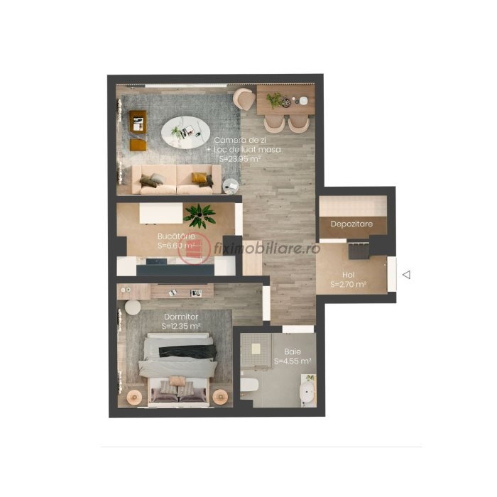 Apartament nou cu 2 camere, 56 mp, complet decomandat, bucătărie închisă - Valea Lupului
